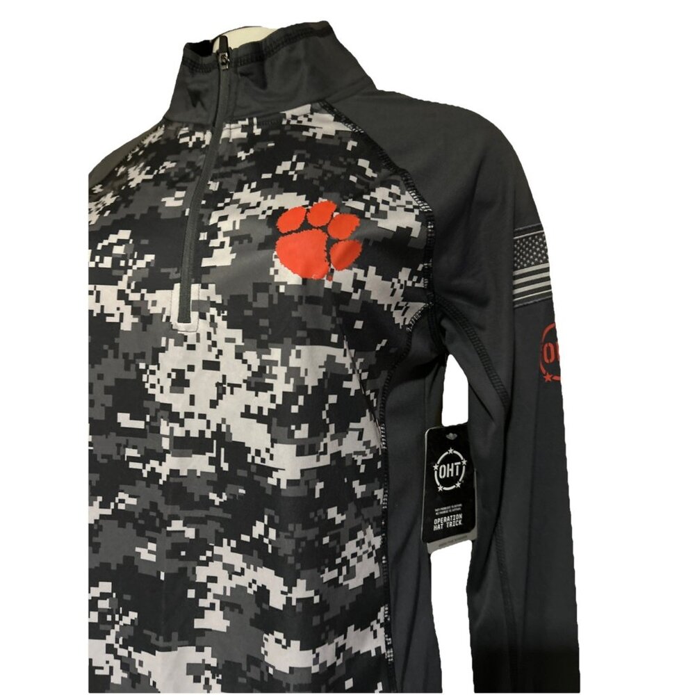 New Clemson Tigers Pullover Womens M Digital Camo  Stretch 1/4 Zip OHT Colosseum - Picture 2 of 9